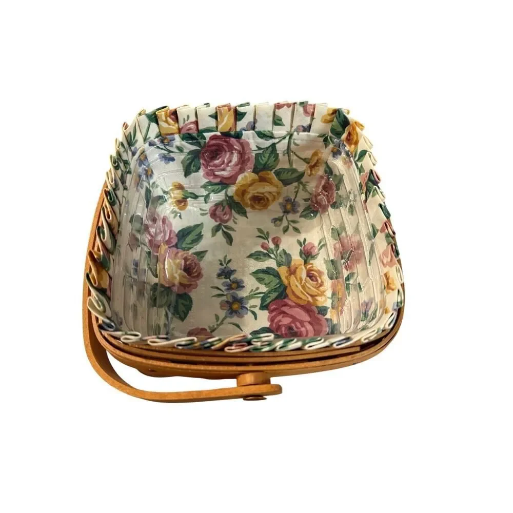 Vintage 1999 Longaberger Berry Basket w/ Liner and Floral Insert
